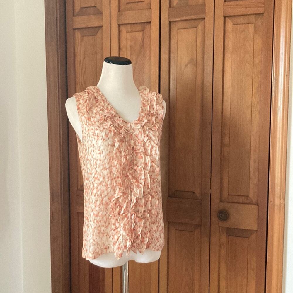 Talbots 100% Silk Sheer Chiffon Ruffled Blouse, Size 4